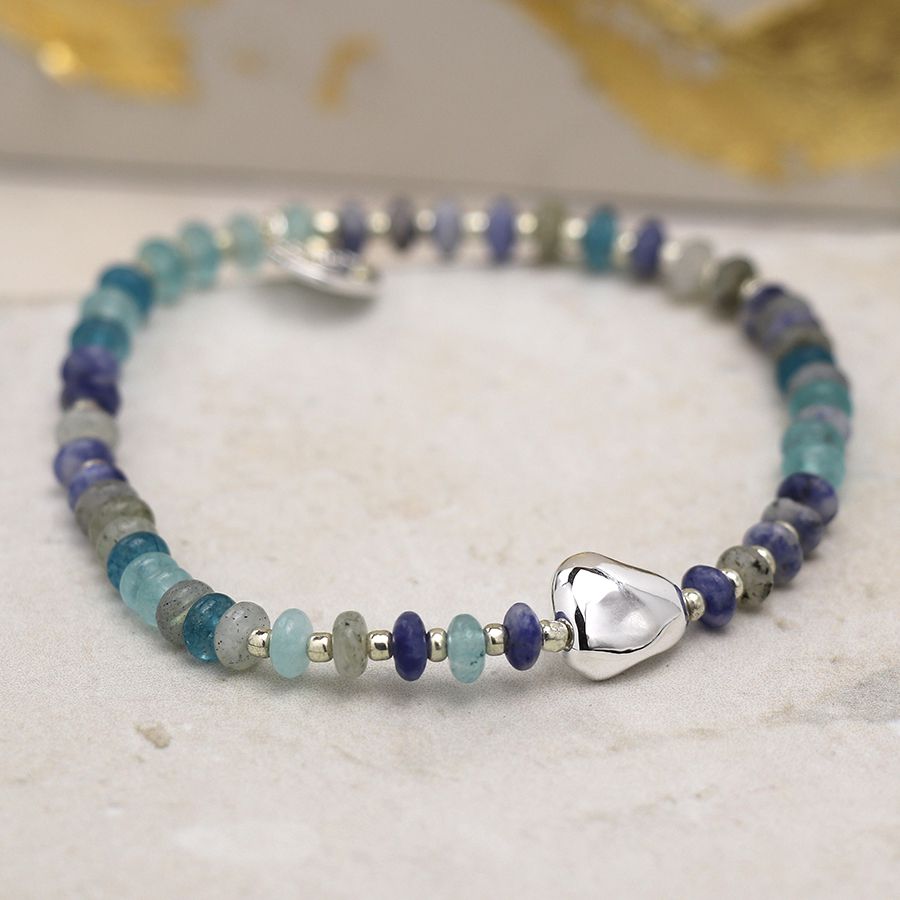 Silver and sale blue bracelet